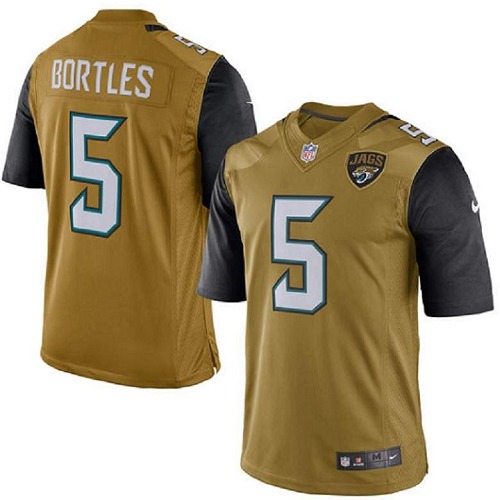 Men's Limited Blake Bortles Nike Jersey Gold - #5 Rush NFL Jacksonville Jaguars